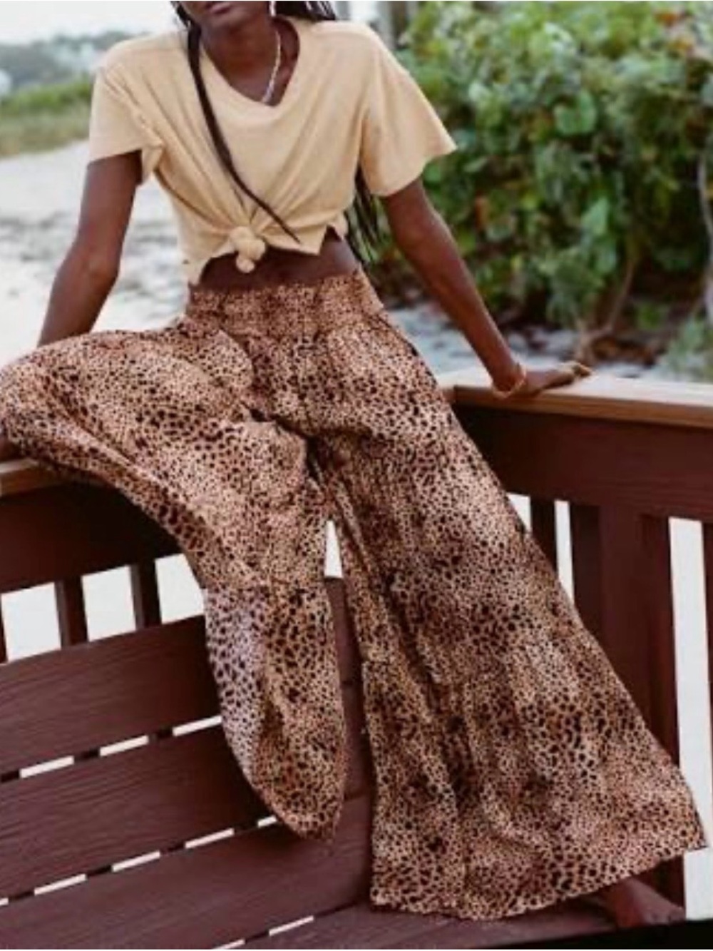 Aerie Leopard Print Wide-Leg Party Pant XL - Picture 4 of 10